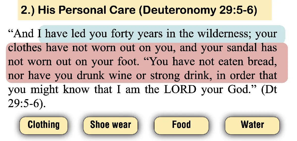God's miraculous care - Deuteronomy 29:5-6