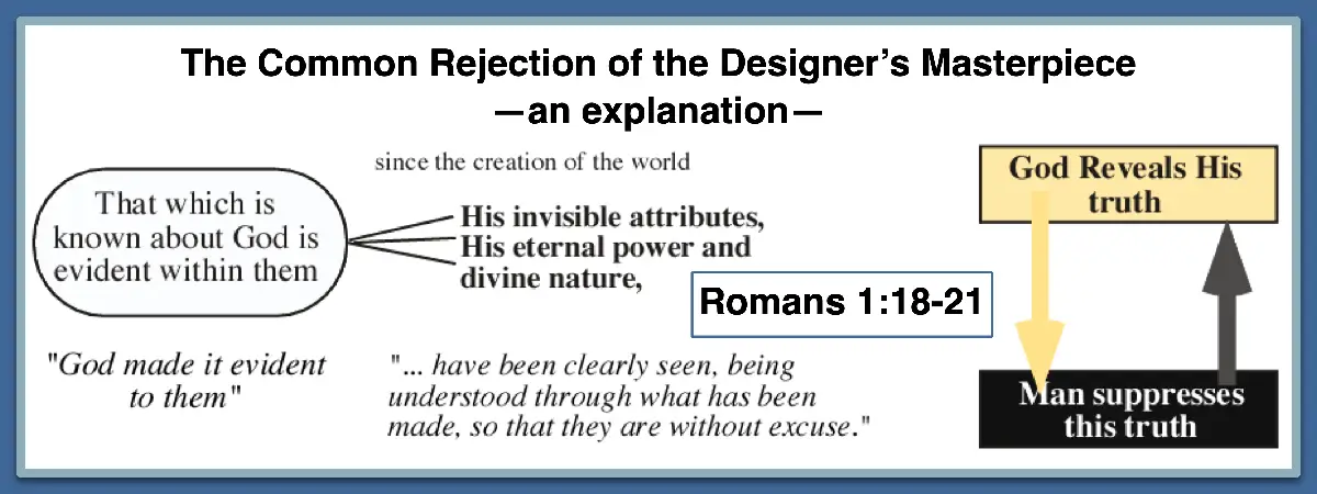 Rejection of God the Creator from Romans 1:18-21.